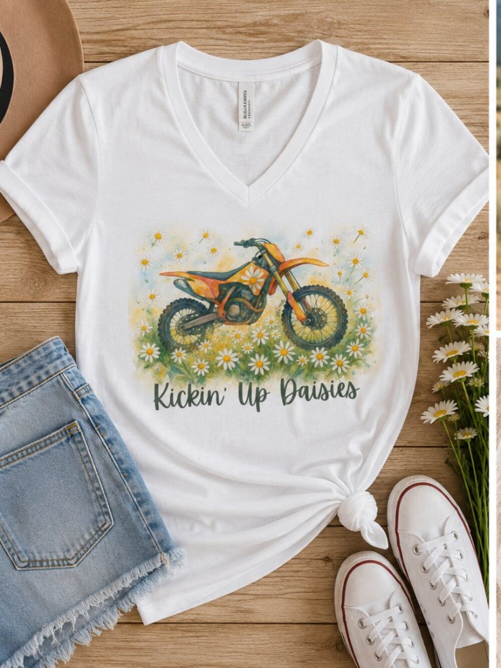 Women's Dirt Bike Daisies V-neck
